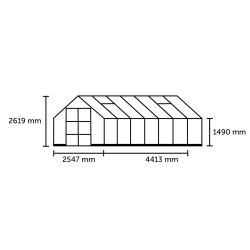 HALLS szklarnia ogrodowa ICON 8 (11,2 m2; 2,55 x 4,41 m) czarna, szkło hartowane + baza